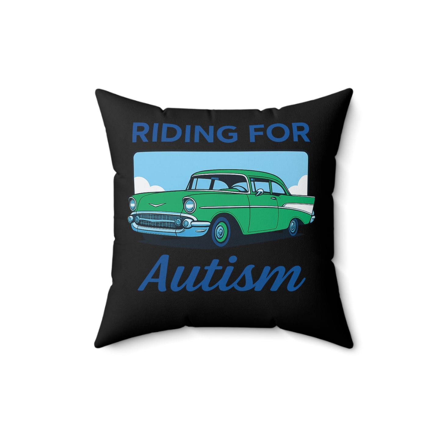 Riding For Autism Polyester Square Pillow