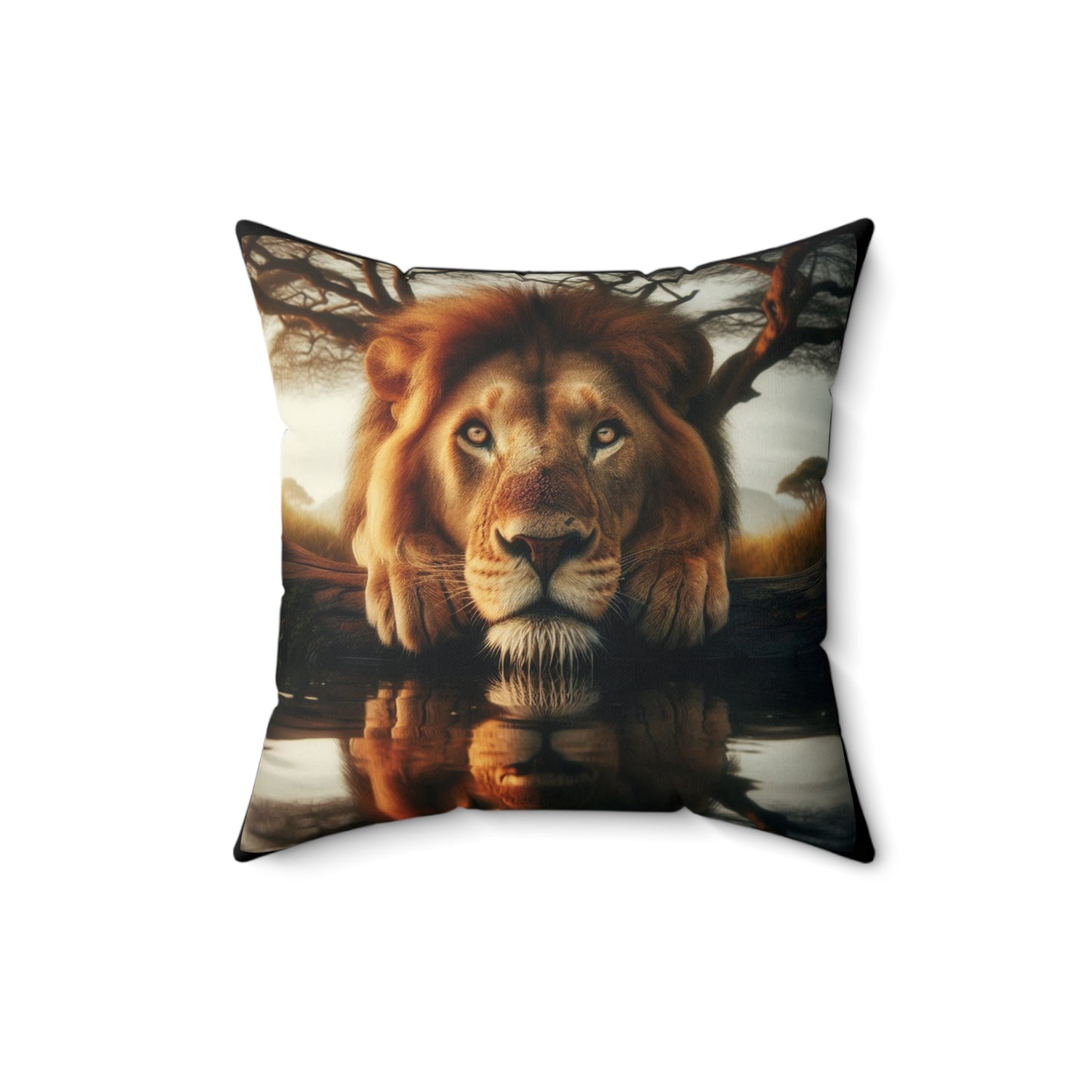 Lion Polyester Square Pillow