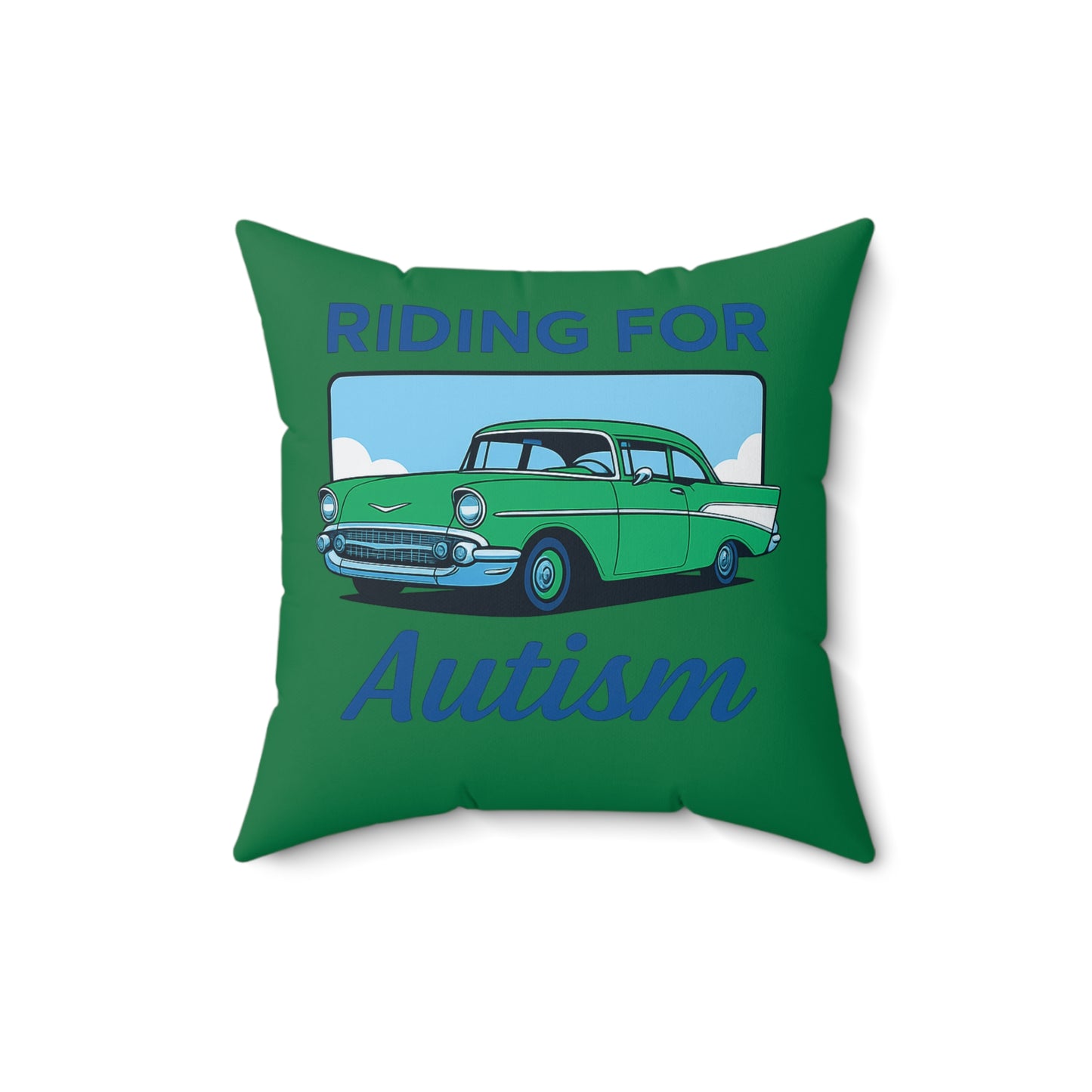 Riding For Autism Polyester Square Pillow