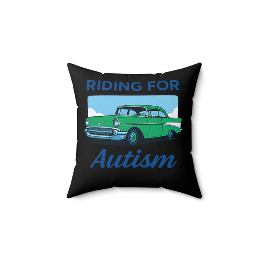 Riding For Autism Polyester Square Pillow