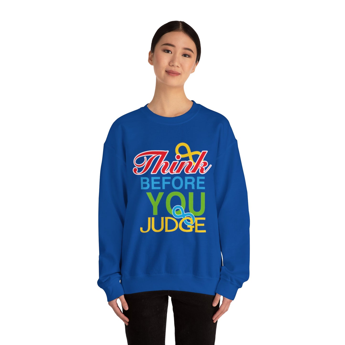 Think Before You Judge Unisex Heavy Blend™ Crewneck Sweatshirt