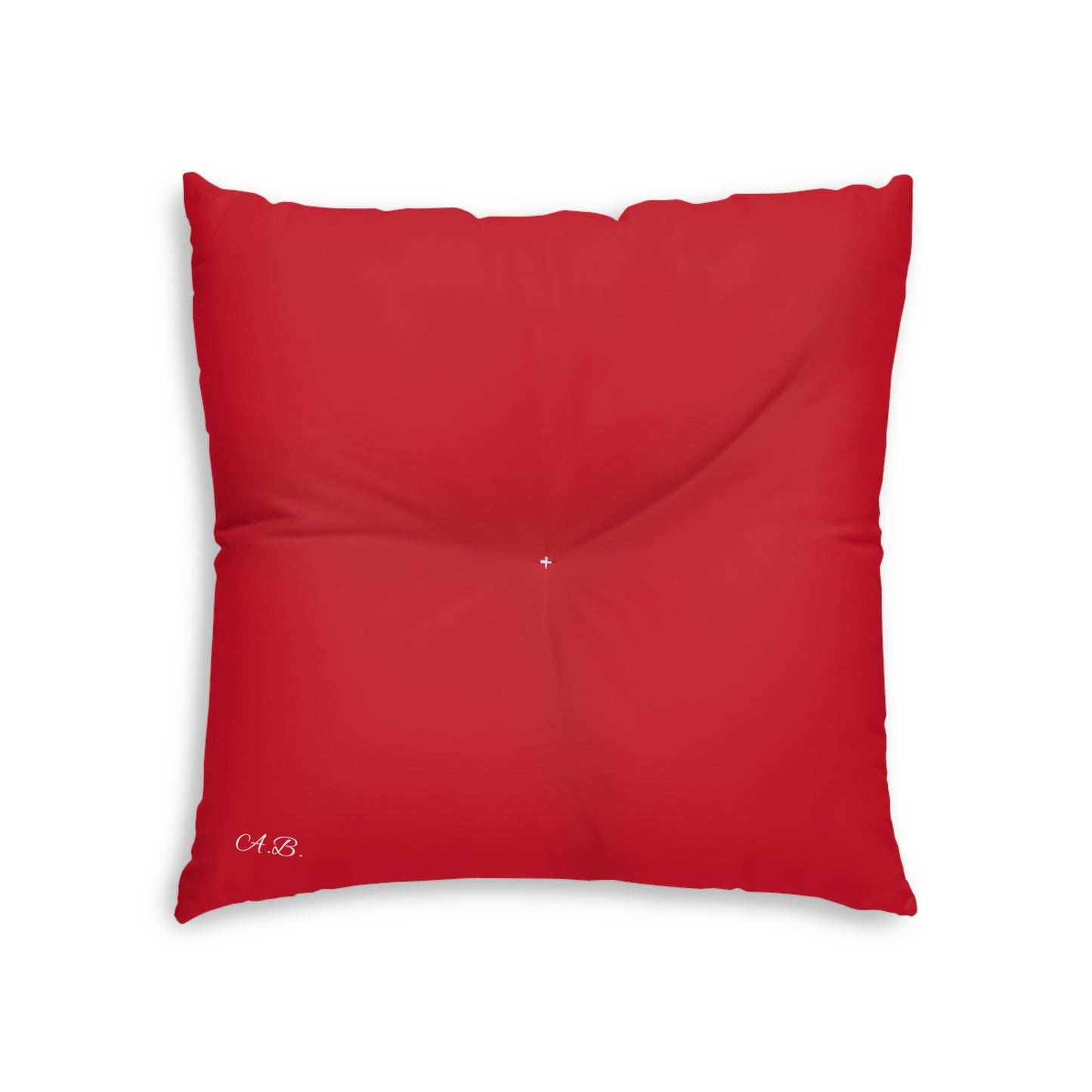 Think Before You Judge Red Tufted Floor Pillow, Square