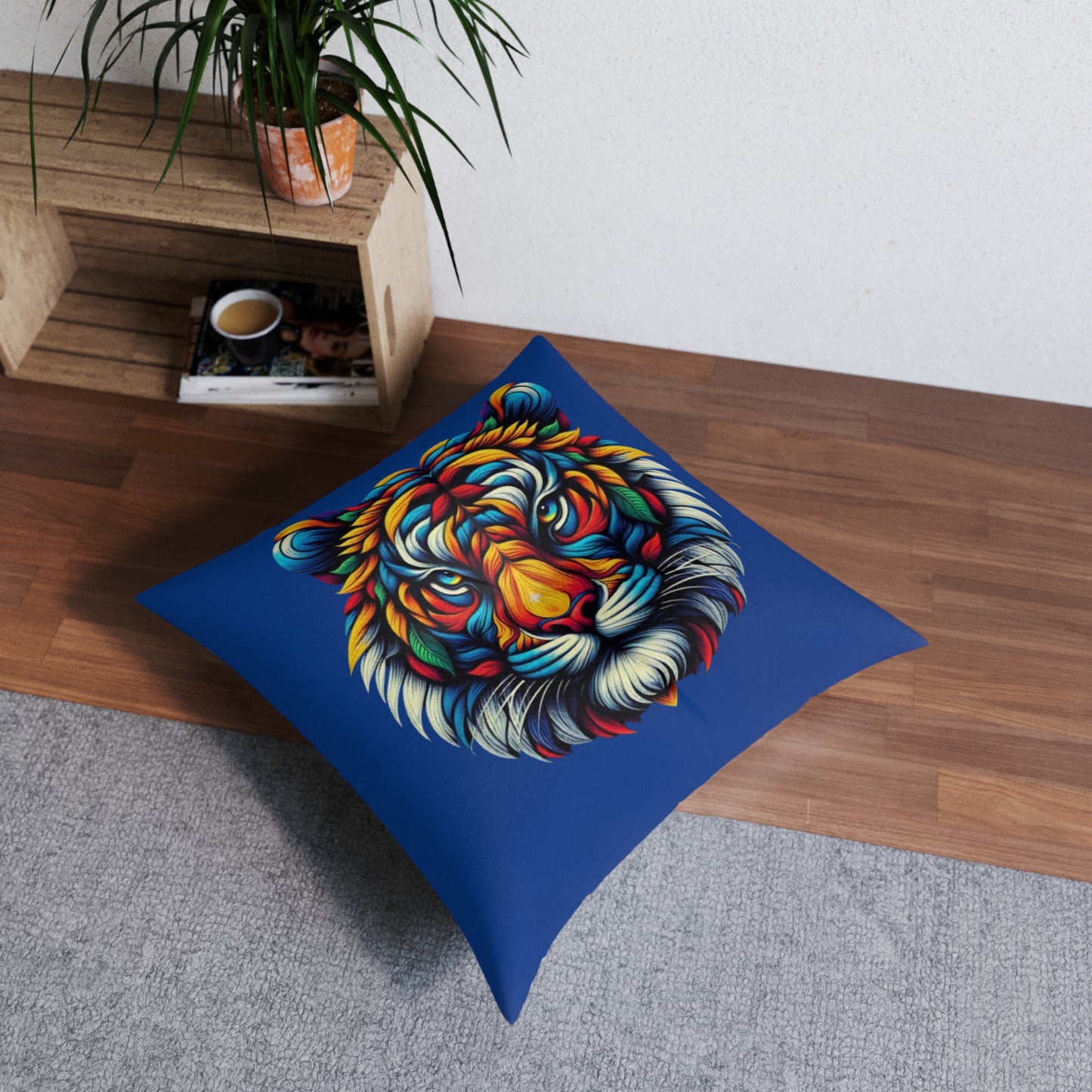 Ahrion's Tiger Tufted Floor Pillow, Square