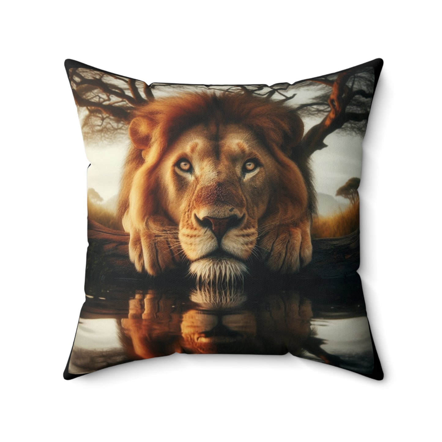 Lion Polyester Square Pillow
