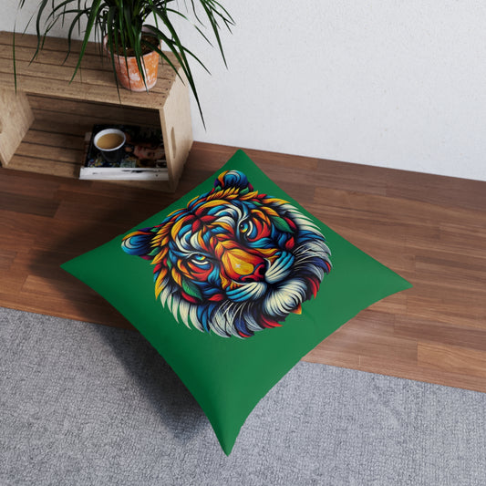 Ahrion's Tiger Tufted Floor Pillow, Square