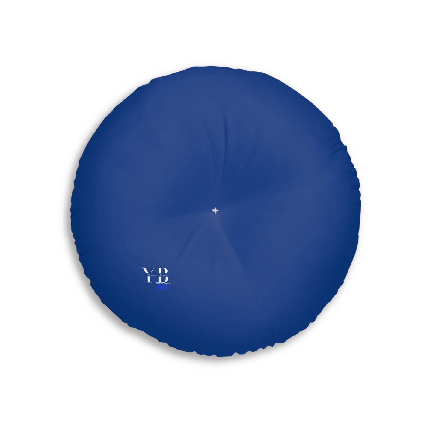 Réfléchissez avant de juger Coussin de sol touffeté bleu, rond