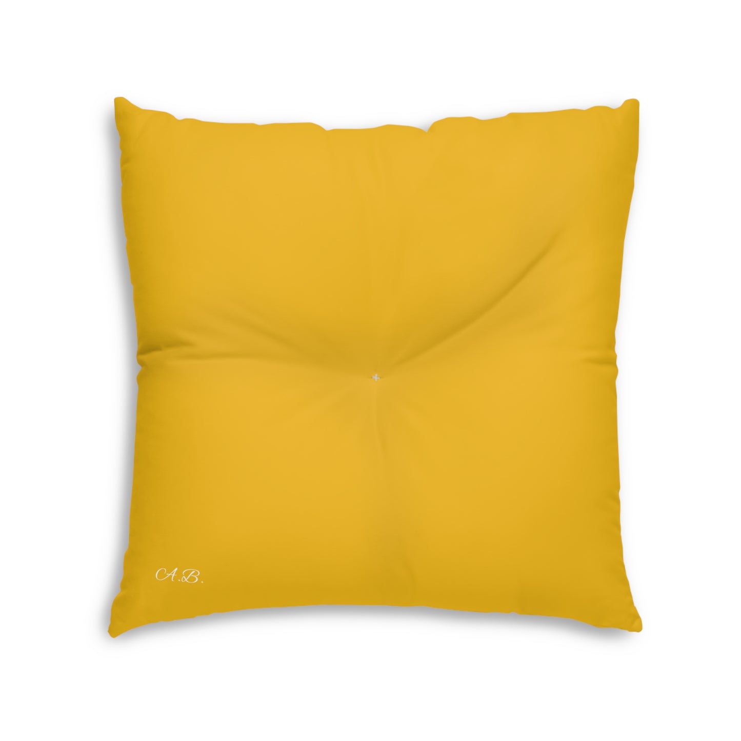 Think Before You Judge Yellow Tufted Floor Pillow, Square