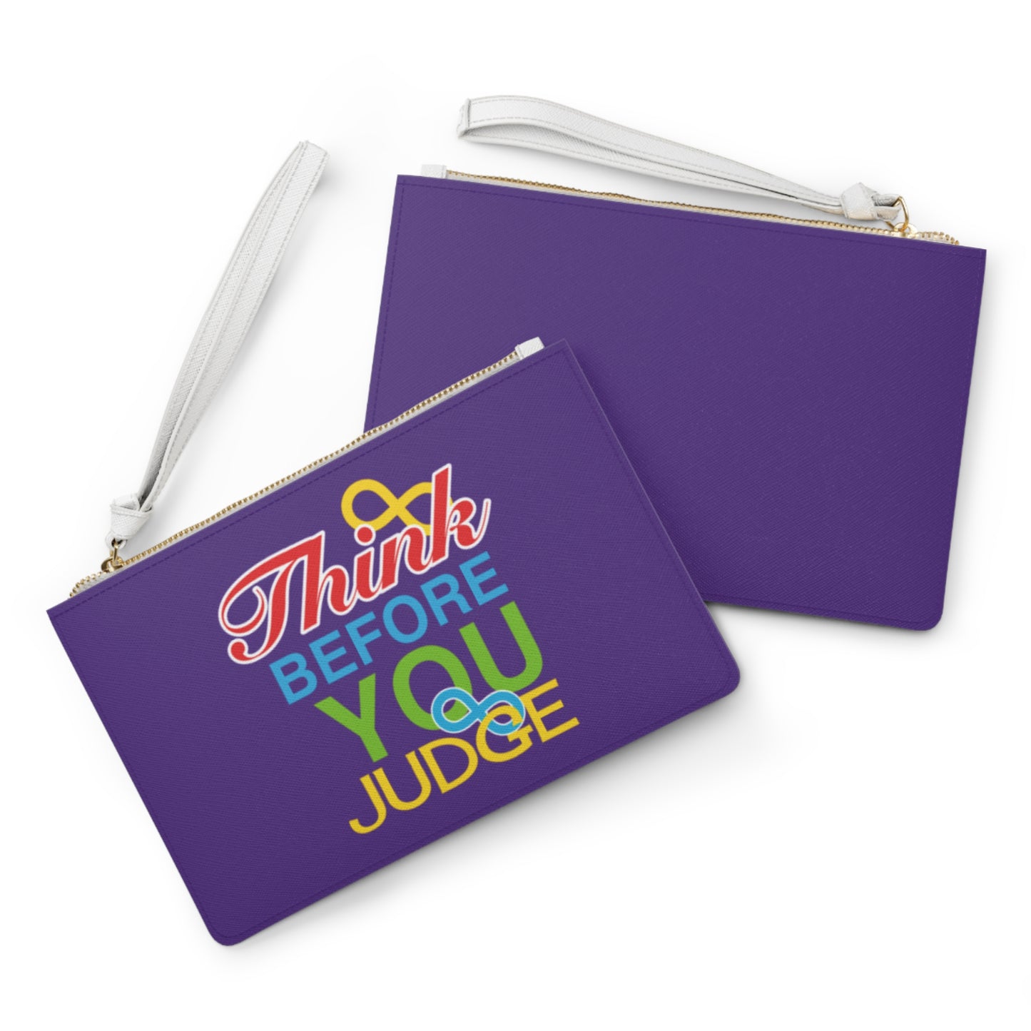 Think Before You Judge Purple Clutch Bag