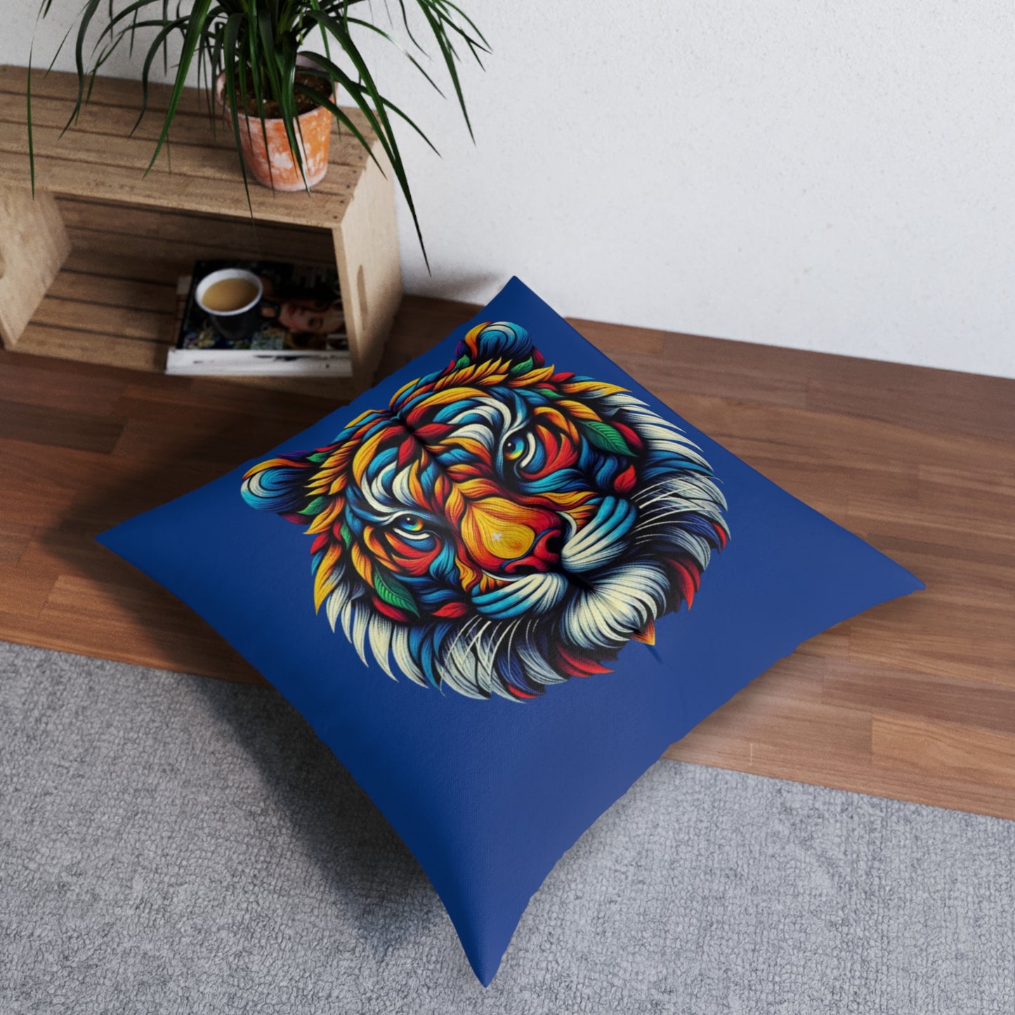 Ahrion's Tiger Tufted Floor Pillow, Square