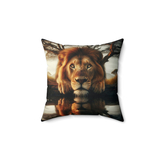 Lion Polyester Square Pillow
