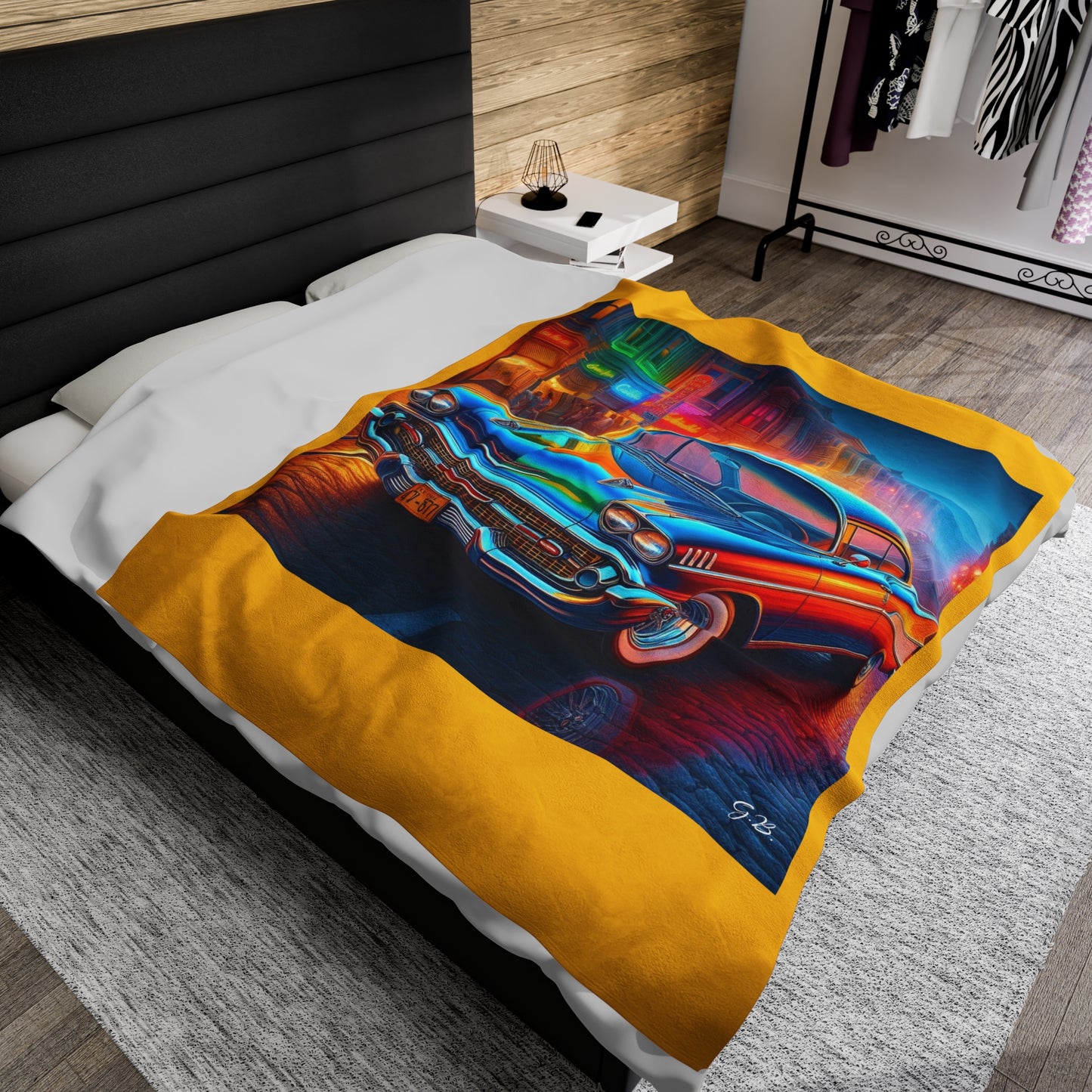 GB Classic Car Velveteen Plush Blanket