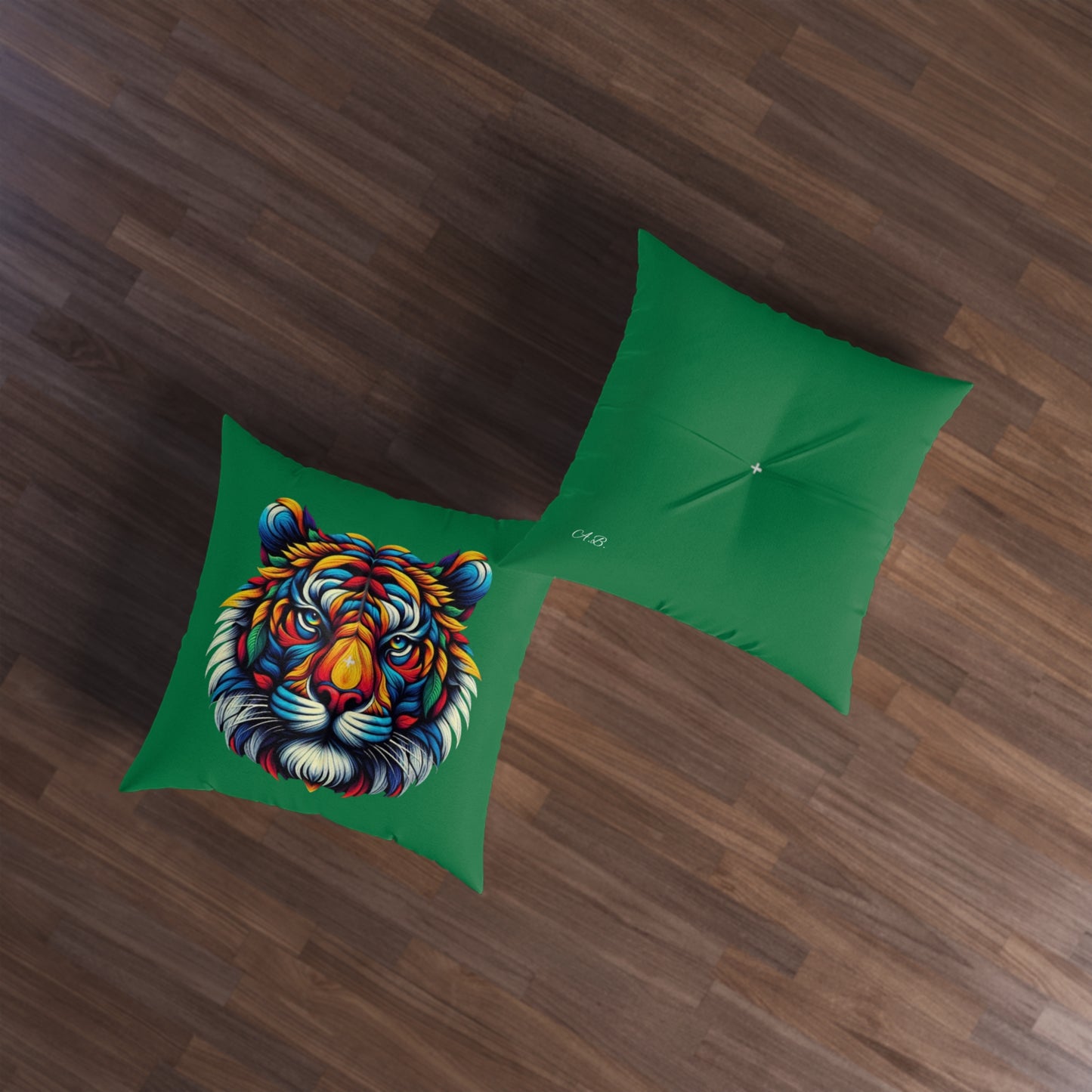 Almohada de suelo con mechones de tigre de Ahrion, cuadrada