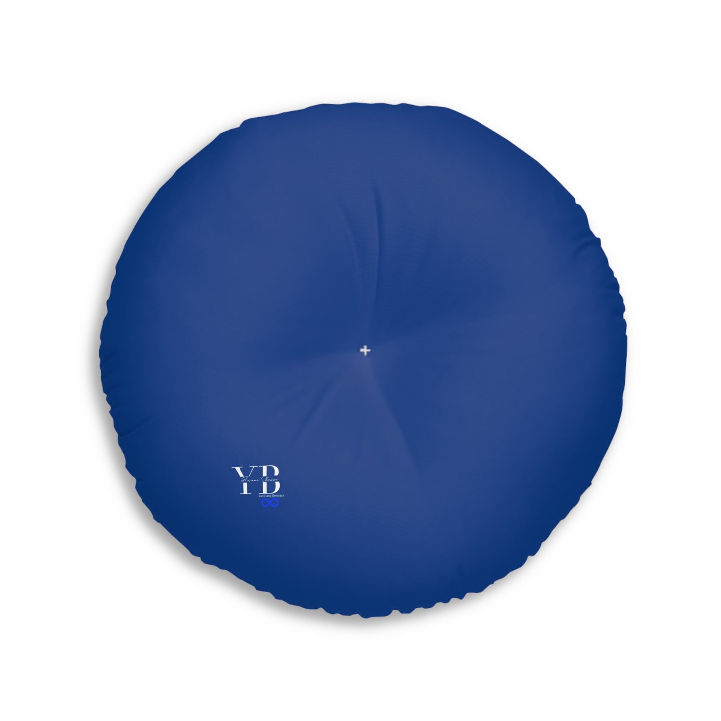 Réfléchissez avant de juger Coussin de sol touffeté bleu, rond