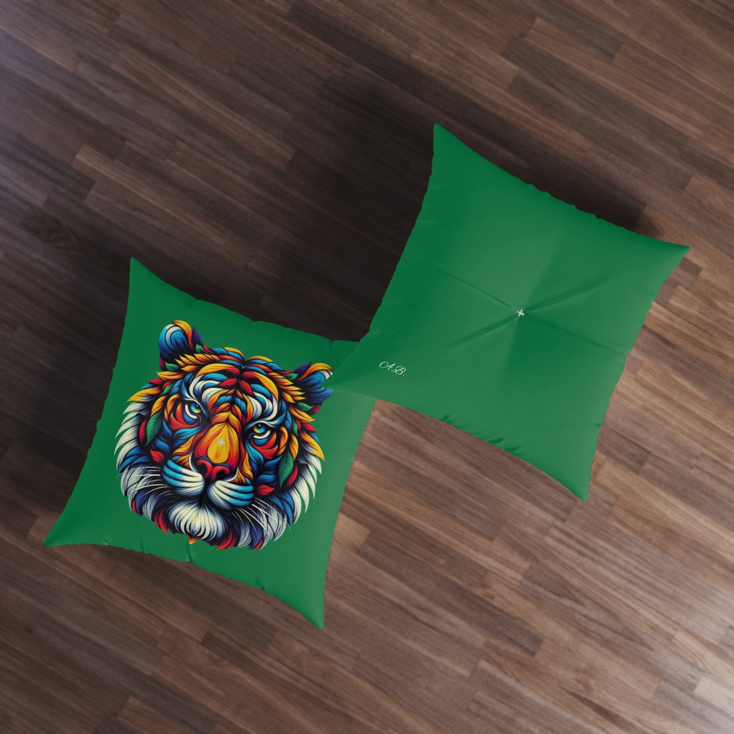 Almohada de suelo con mechones de tigre de Ahrion, cuadrada