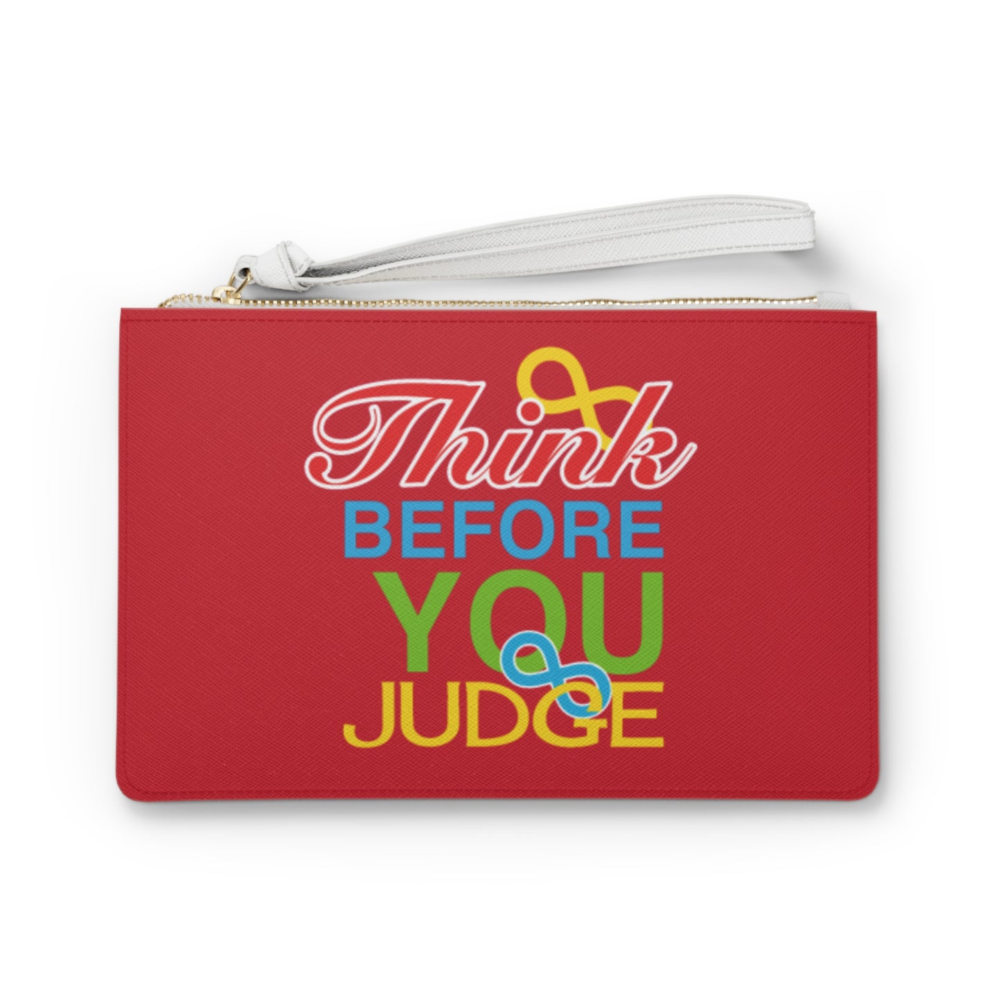 Think Before You Judge Red Clutch Bag