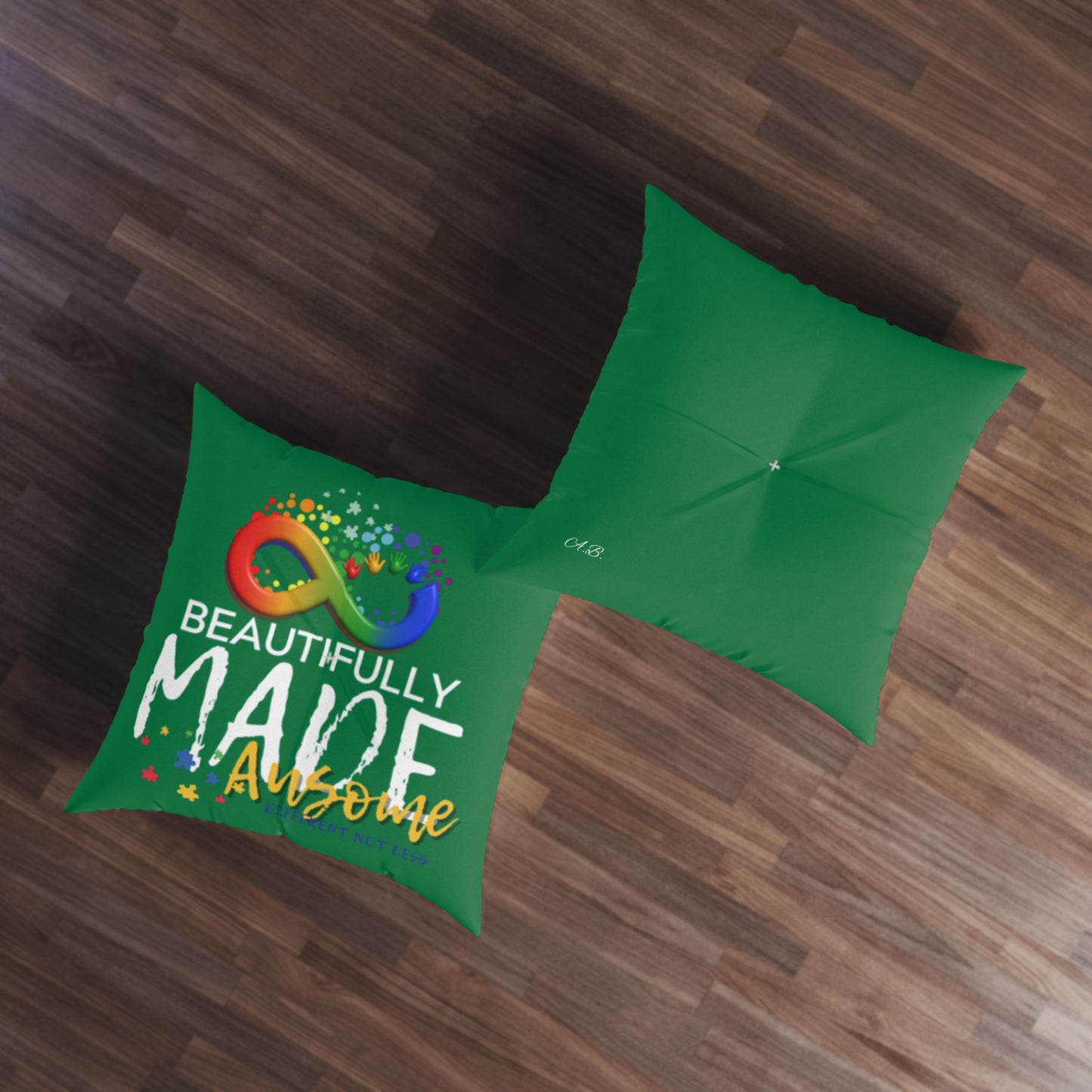 Beautifully Made Ausome Green Tufted Floor Pillow, Square