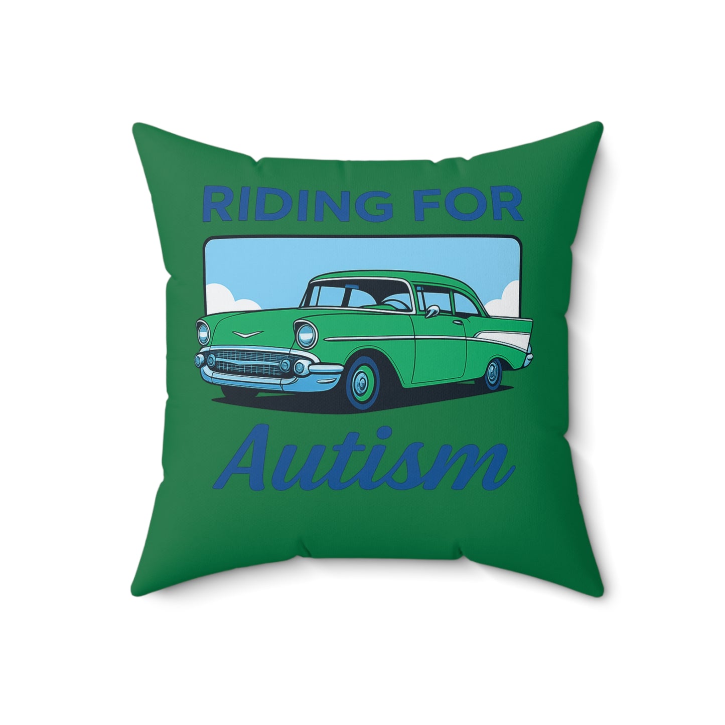Riding For Autism Polyester Square Pillow