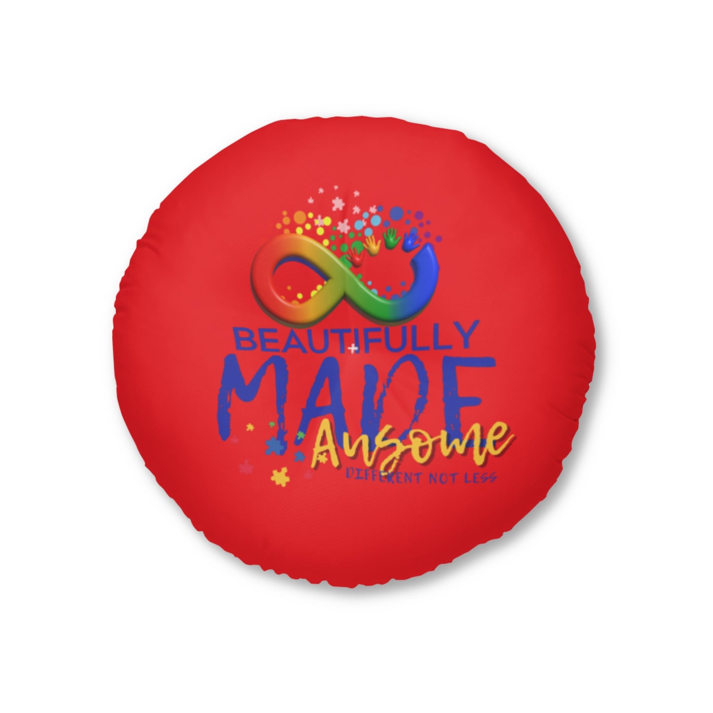 Beautifully Made Ausome Red Tufted Floor Pillow, Round