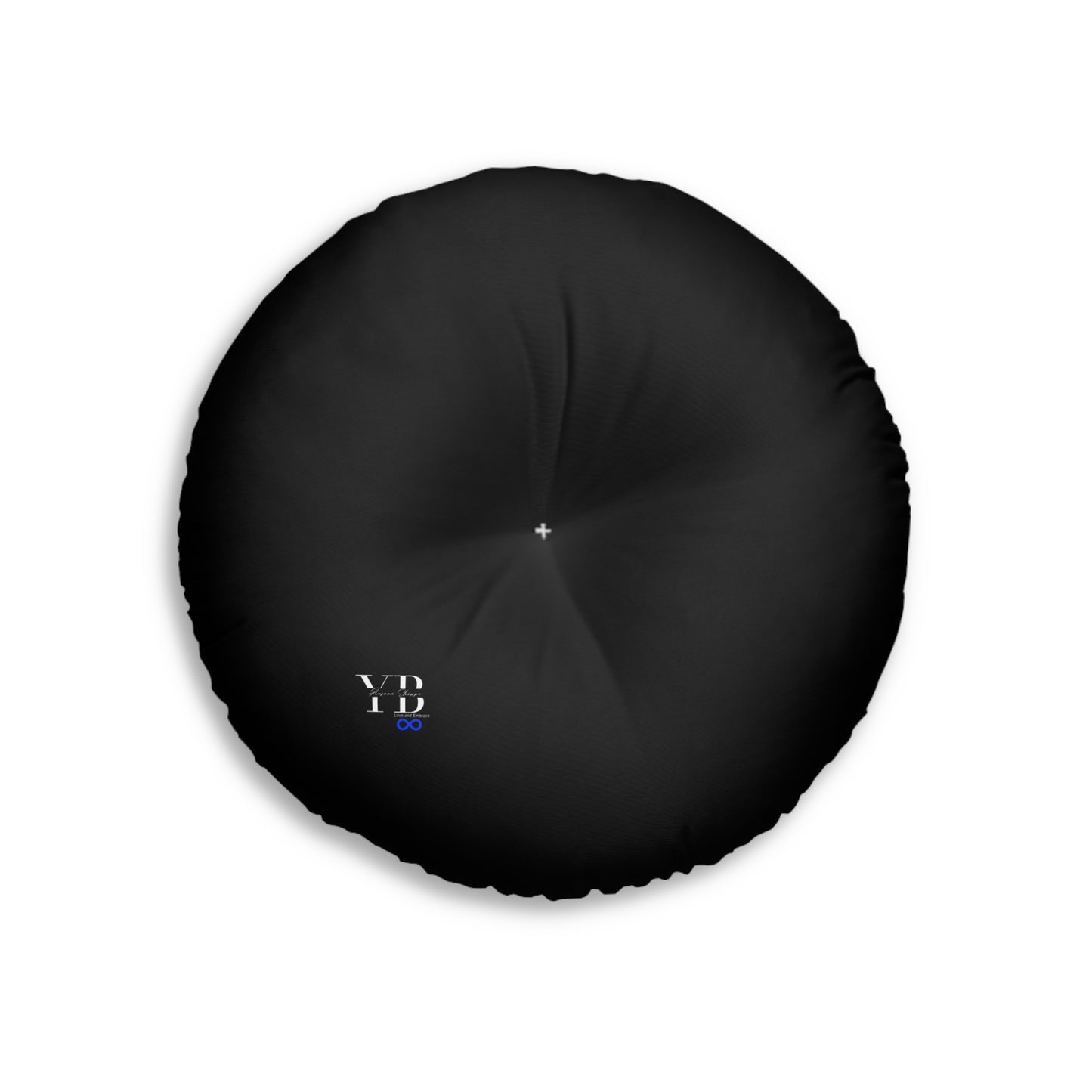 Think Before You Judge Black Tufted Floor Pillow, Round