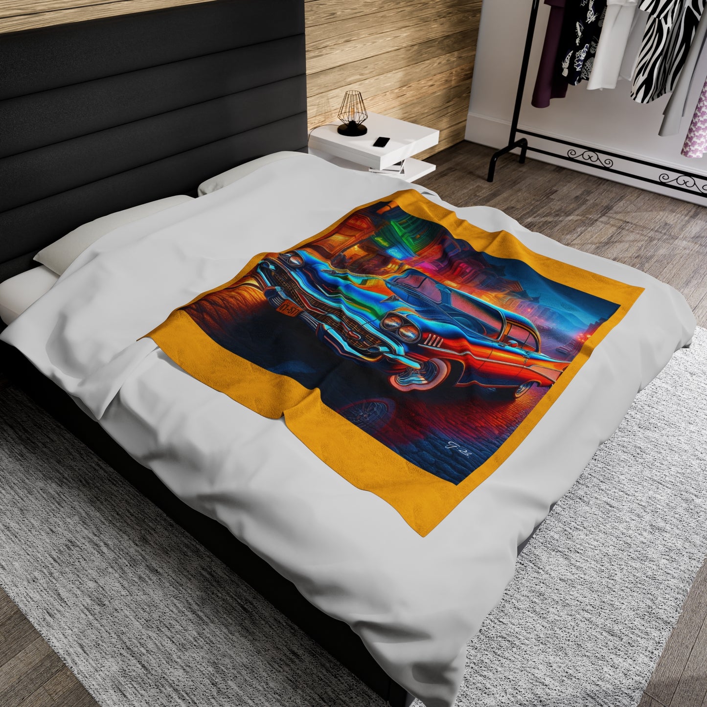 GB Classic Car Velveteen Plush Blanket