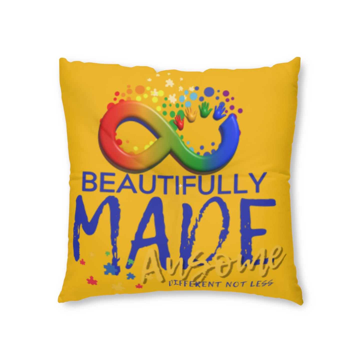 Beautifully Made Ausome Yellow Tufted Floor Pillow, Square