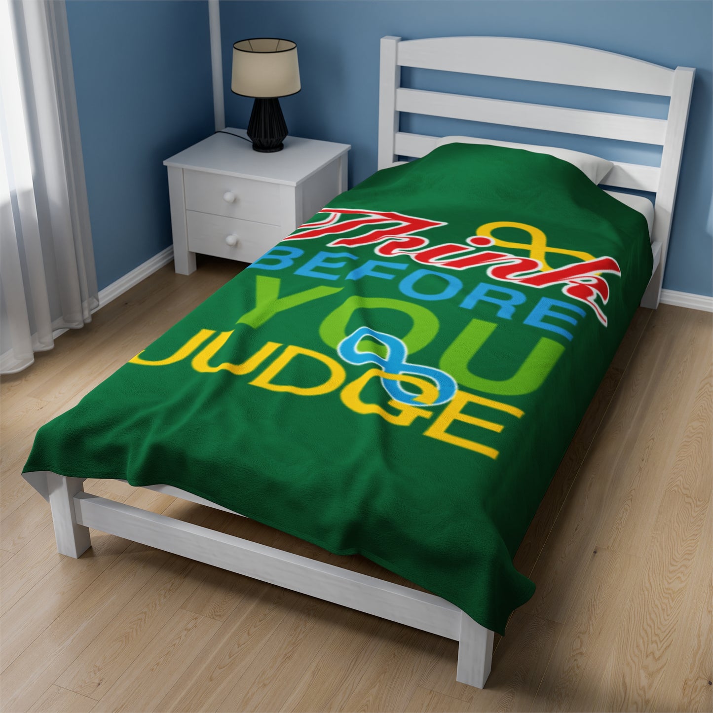 Copy of Think Before You Judge  Velveteen Plush Blanket