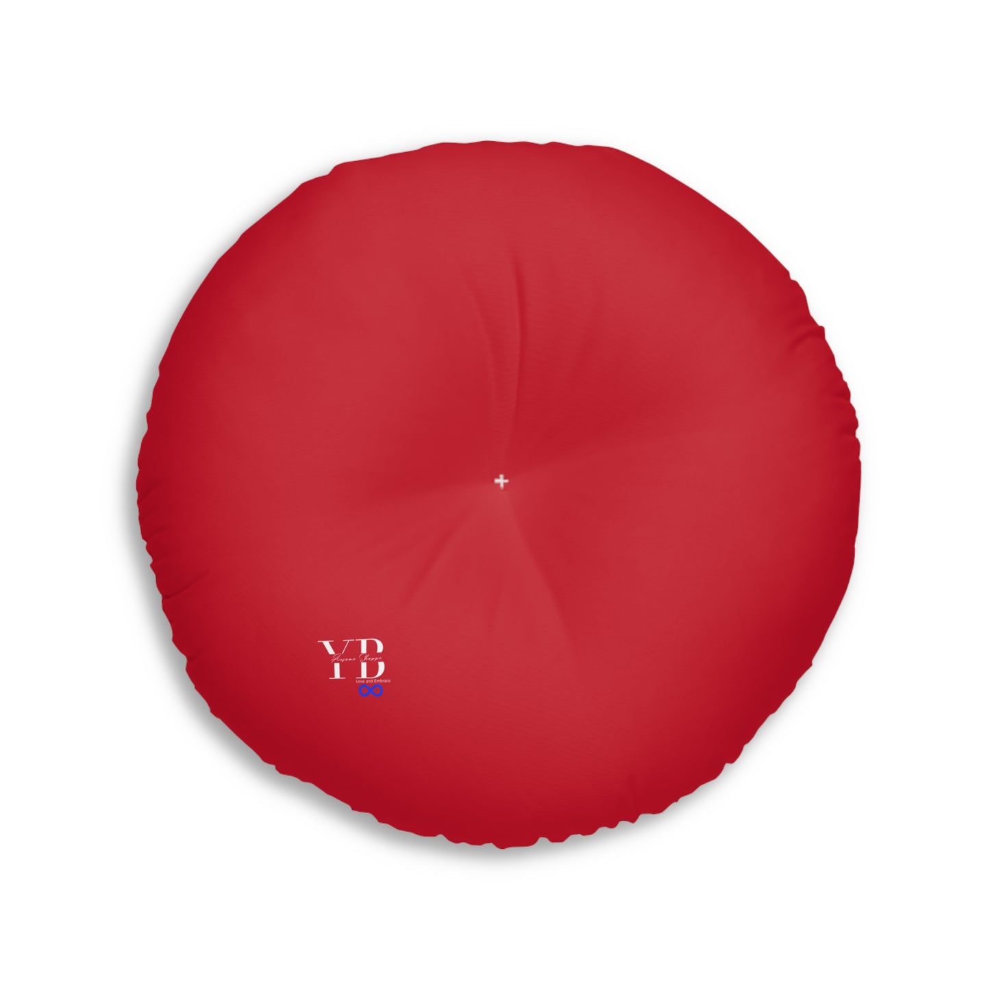 Réfléchissez avant de juger Coussin de sol touffeté rouge, rond