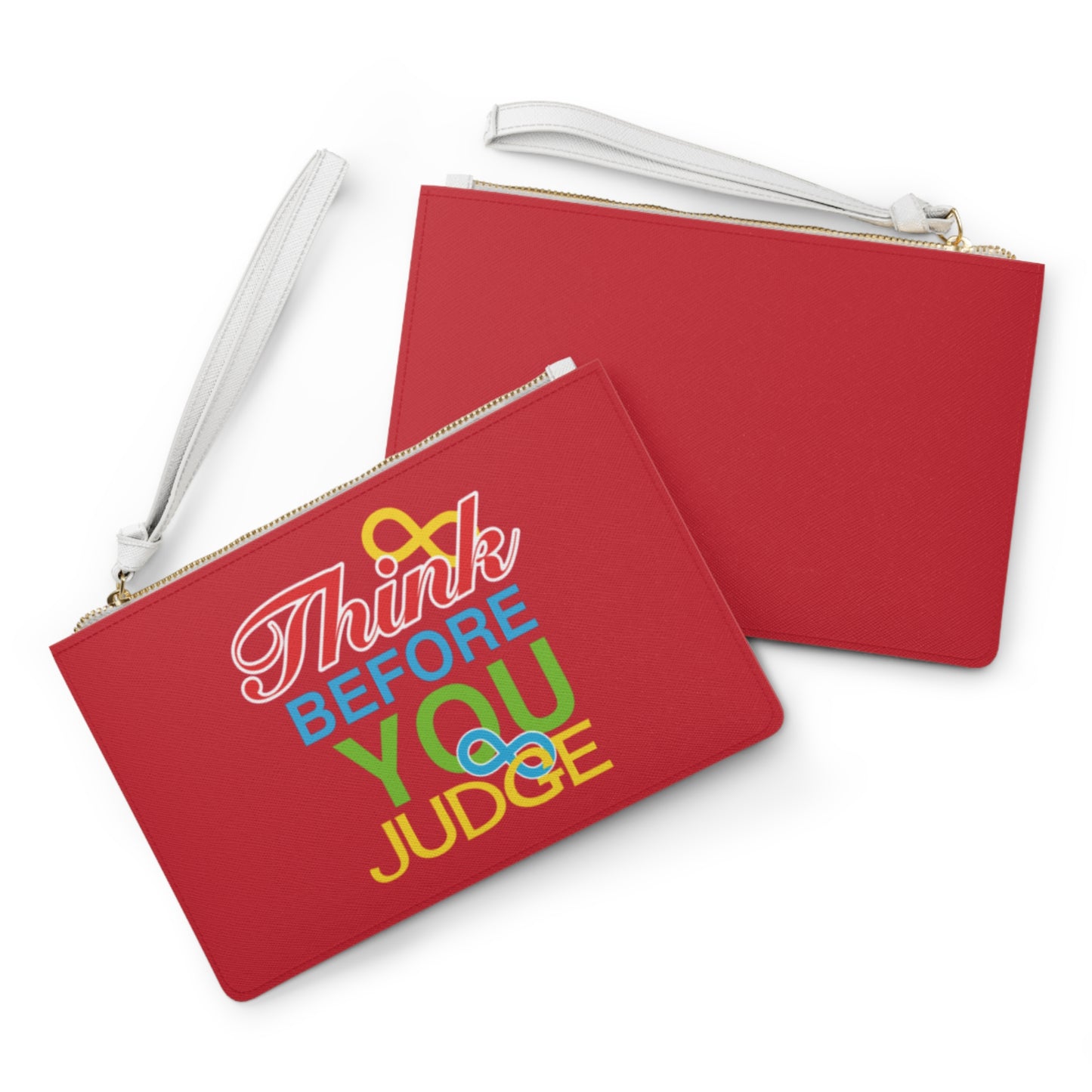 Think Before You Judge Red Clutch Bag