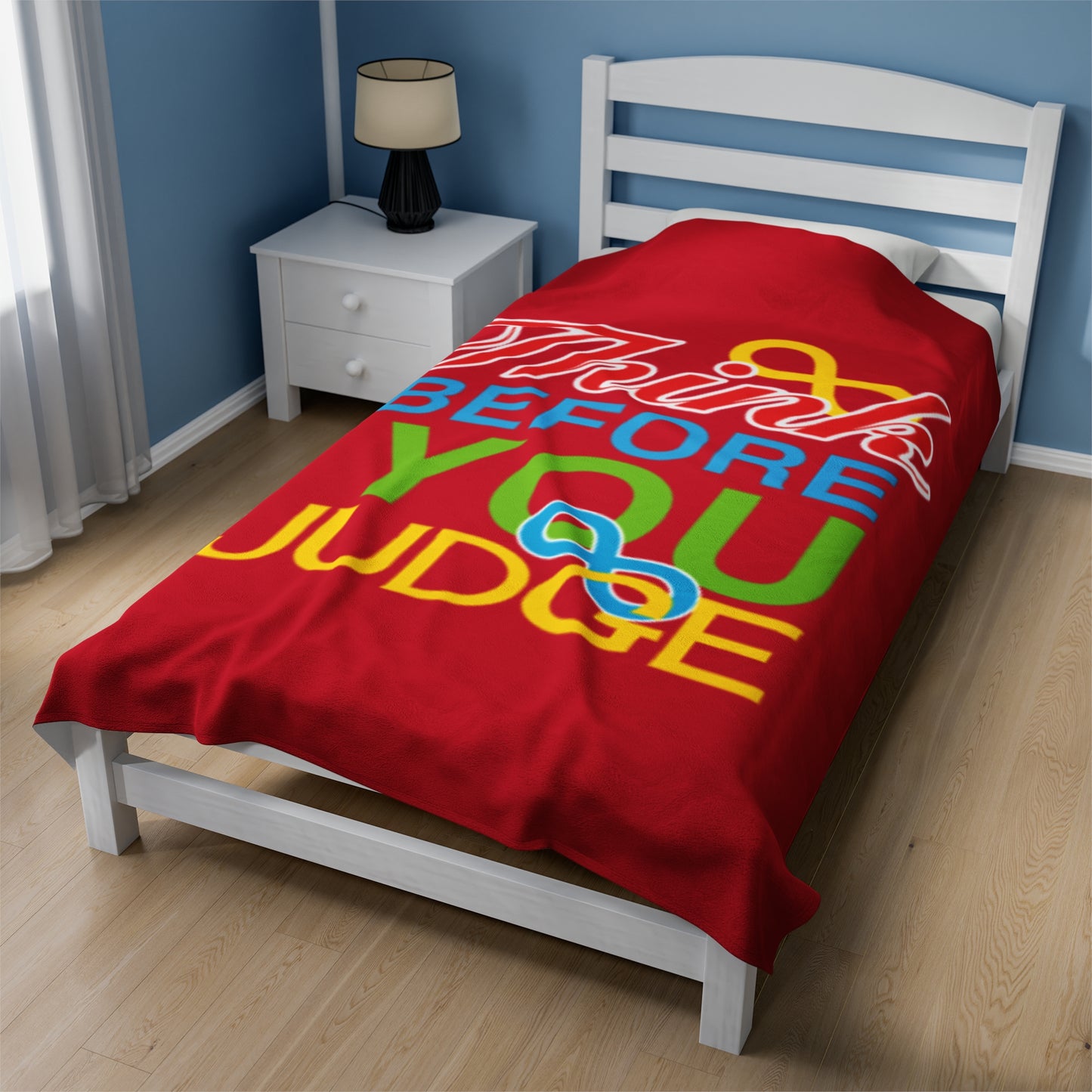 Think Before You Judge  Velveteen Plush Blanket