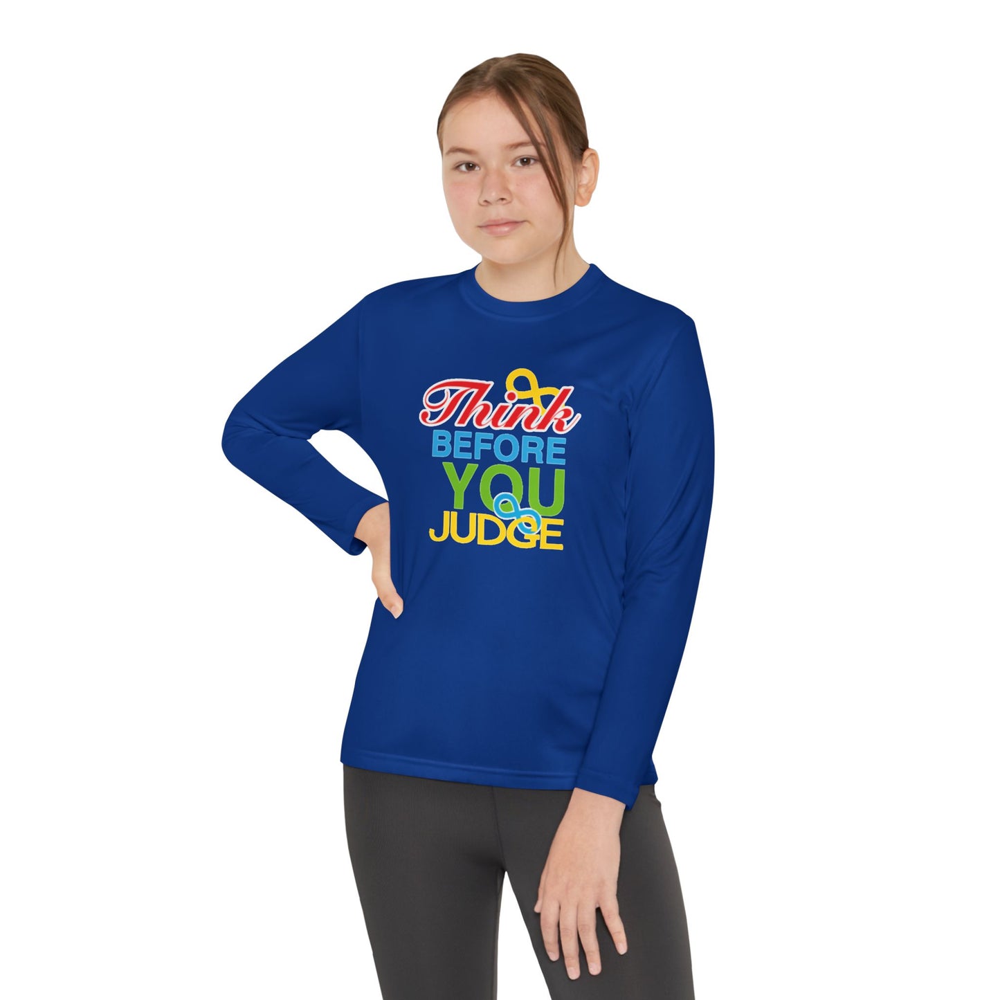 Think Before You Judge  Youth Long Sleeve Competitor Tee