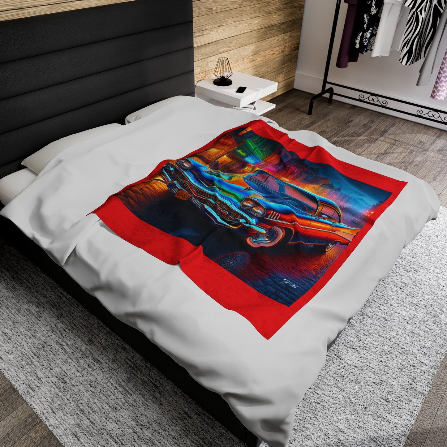 GB Classic Car Velveteen Plush Blanket