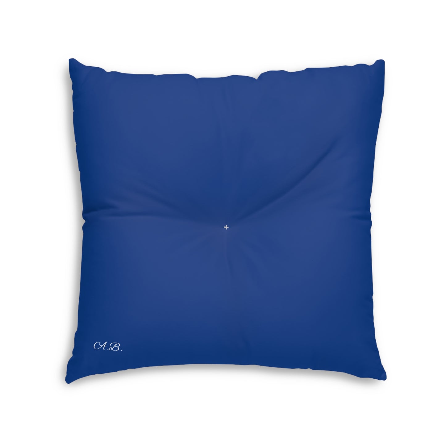 Think Before You Judge Blue Tufted Floor Pillow, Square