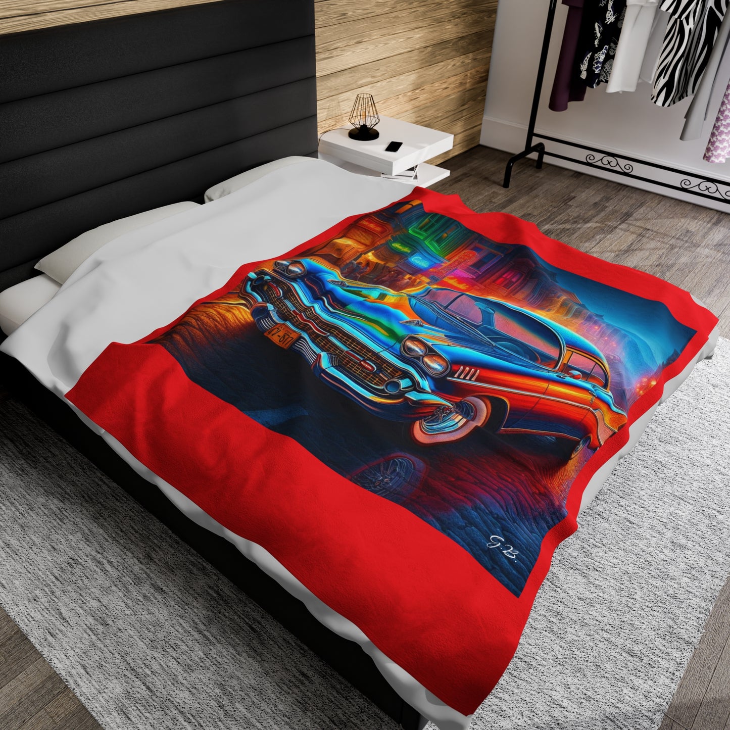 GB Classic Car Velveteen Plush Blanket