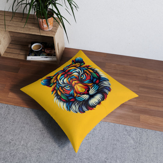 Ahrion's Tiger Tufted Floor Pillow, Square