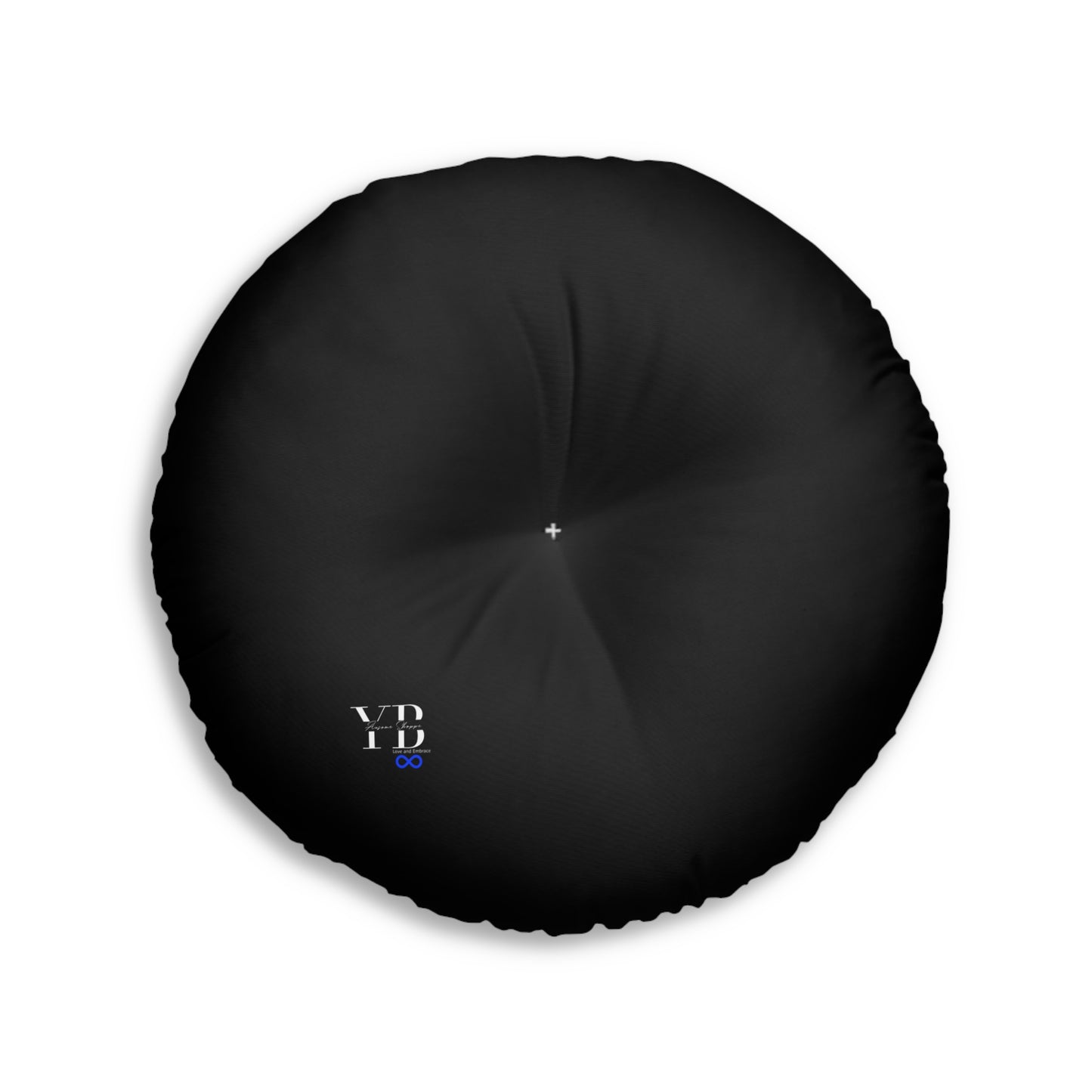 Think Before You Judge Black Tufted Floor Pillow, Round