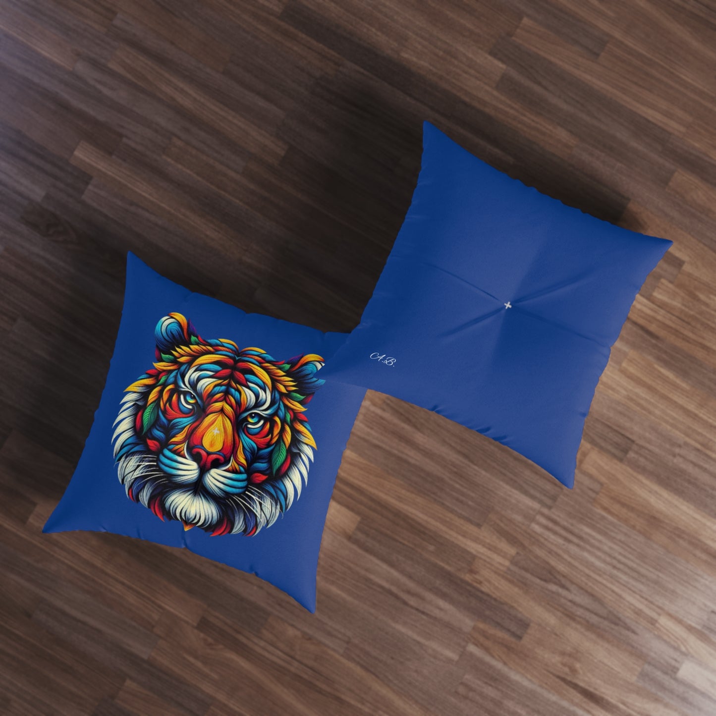 Ahrion's Tiger Tufted Floor Pillow, Square