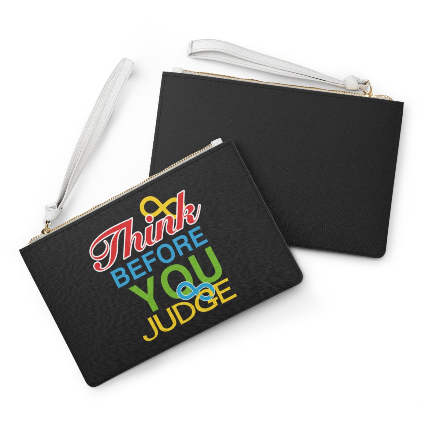 Think Before You Judge Black Clutch Bag