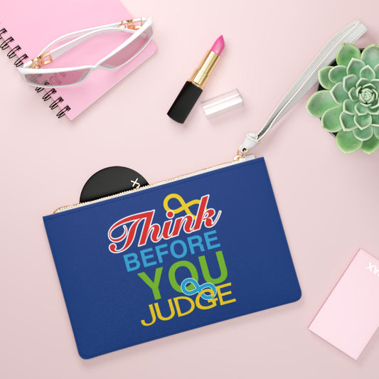 Think Before You Judge Blue Clutch Bag