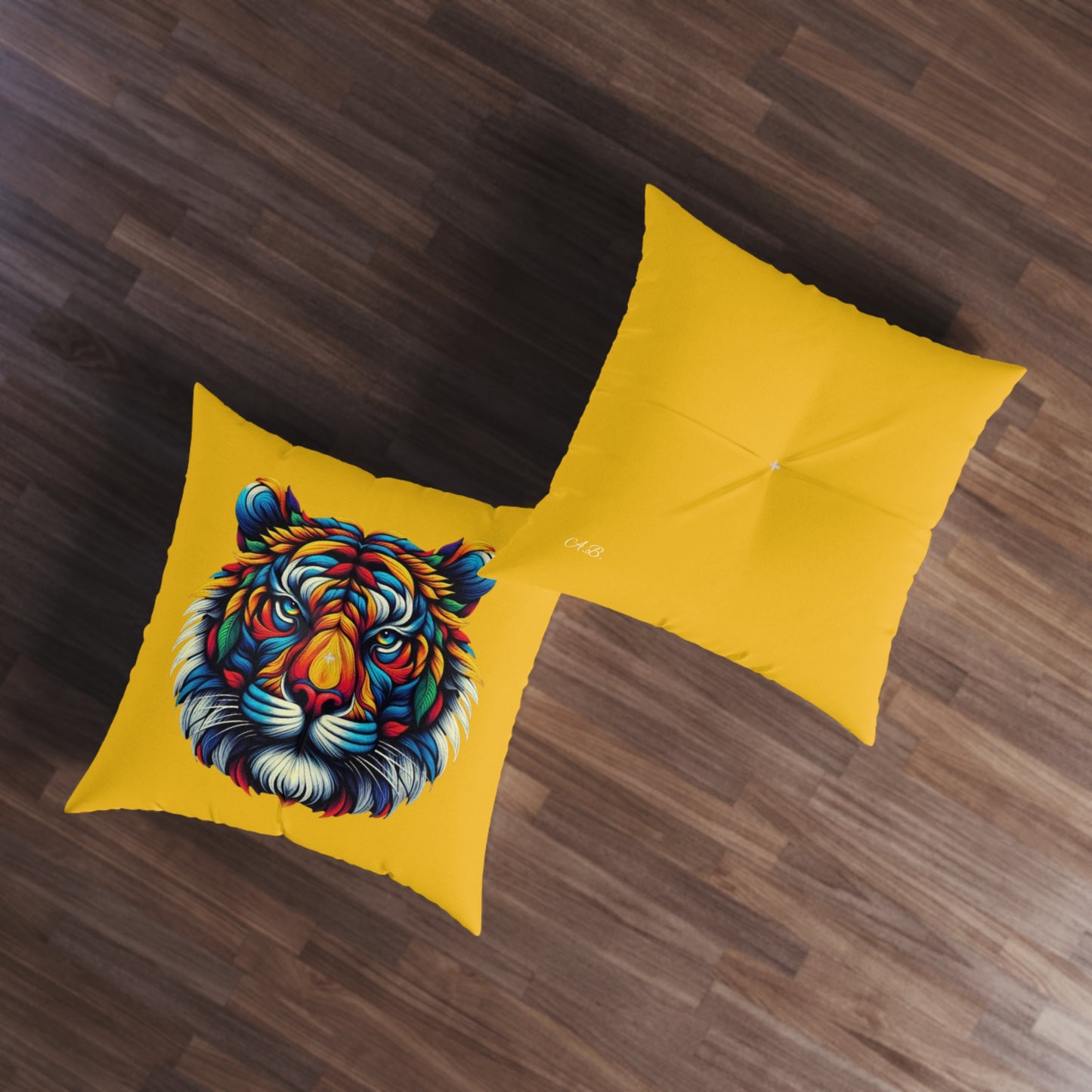 Coussin de sol touffeté en forme de tigre d'Ahrion, carré