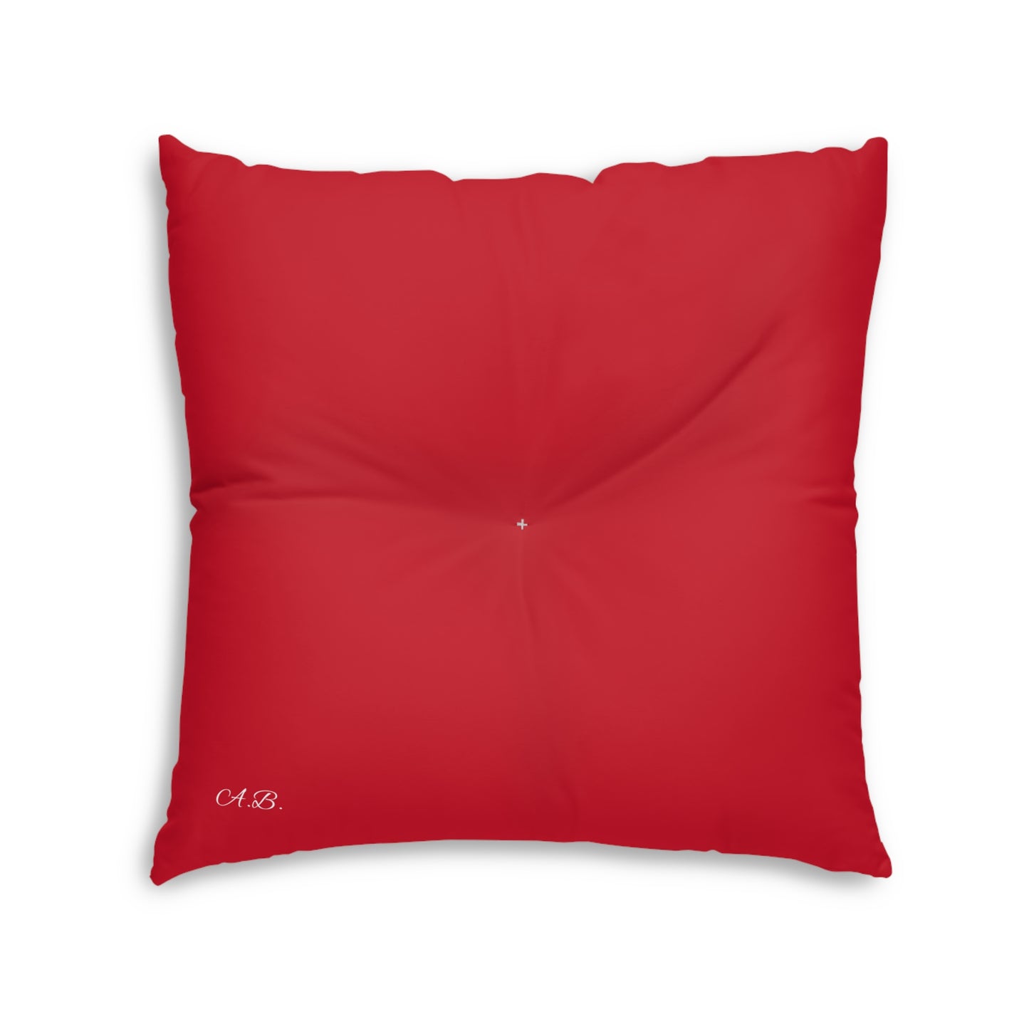 Hermosa y elegante almohada de piso con mechones rojos, cuadrada