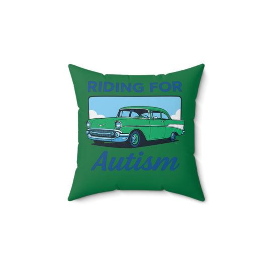 Riding For Autism Polyester Square Pillow