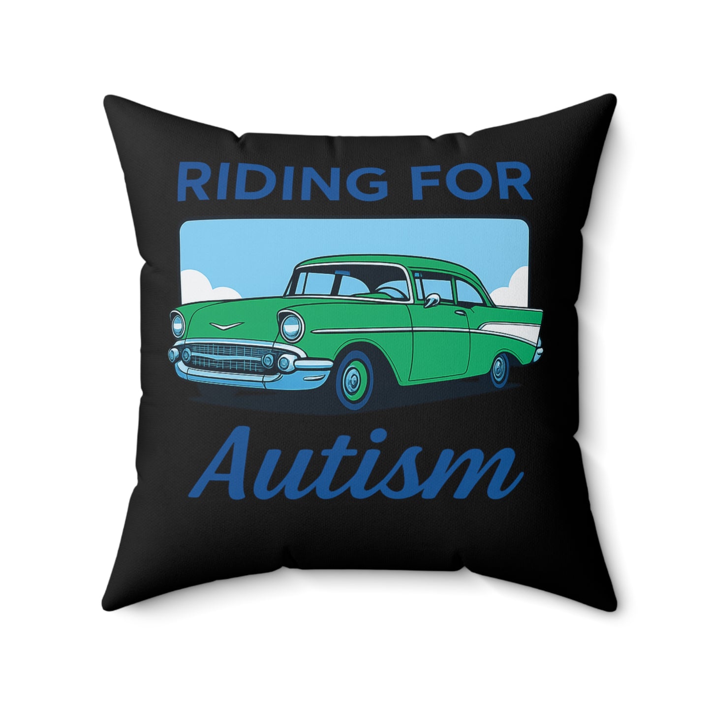 Riding For Autism Polyester Square Pillow