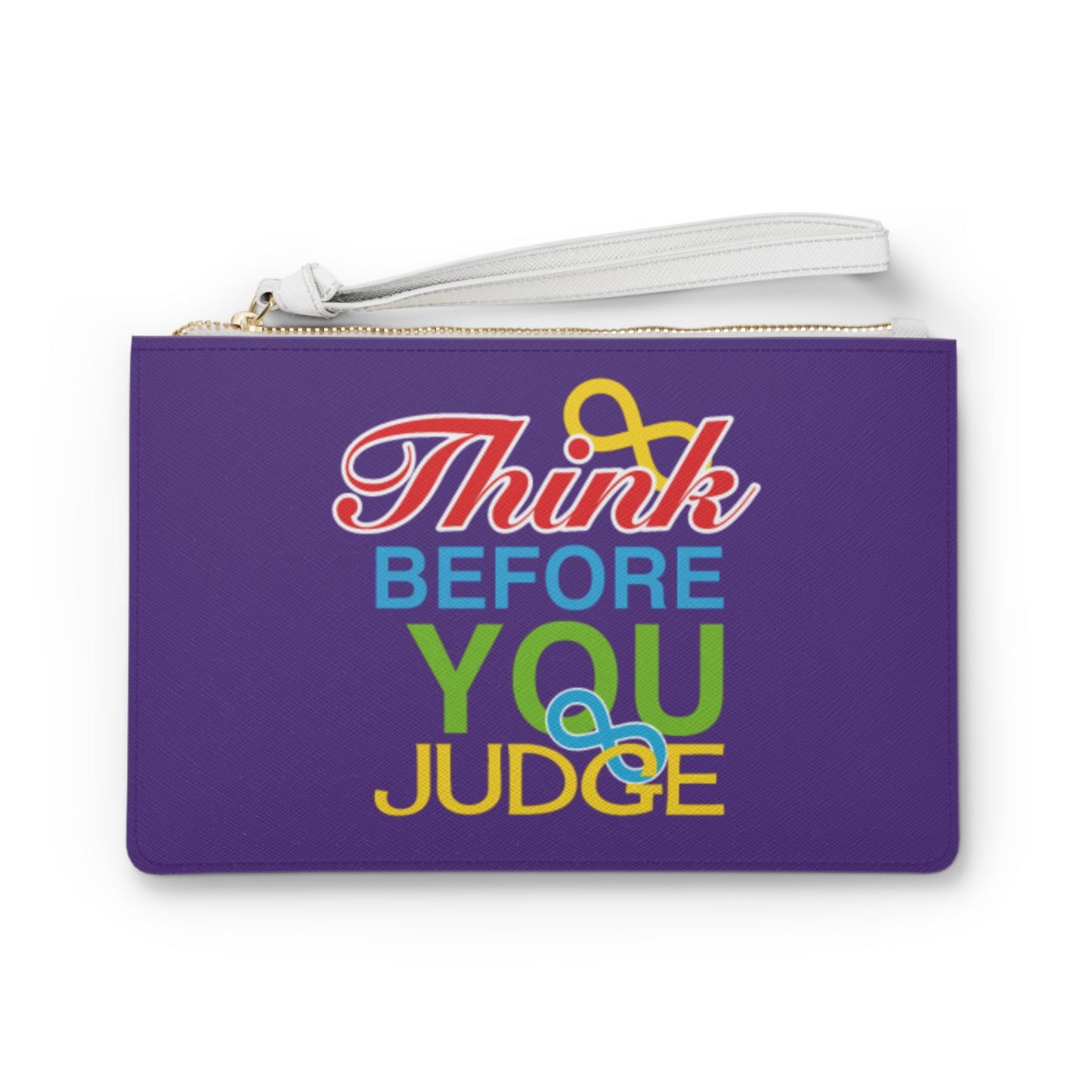 Think Before You Judge Purple Clutch Bag