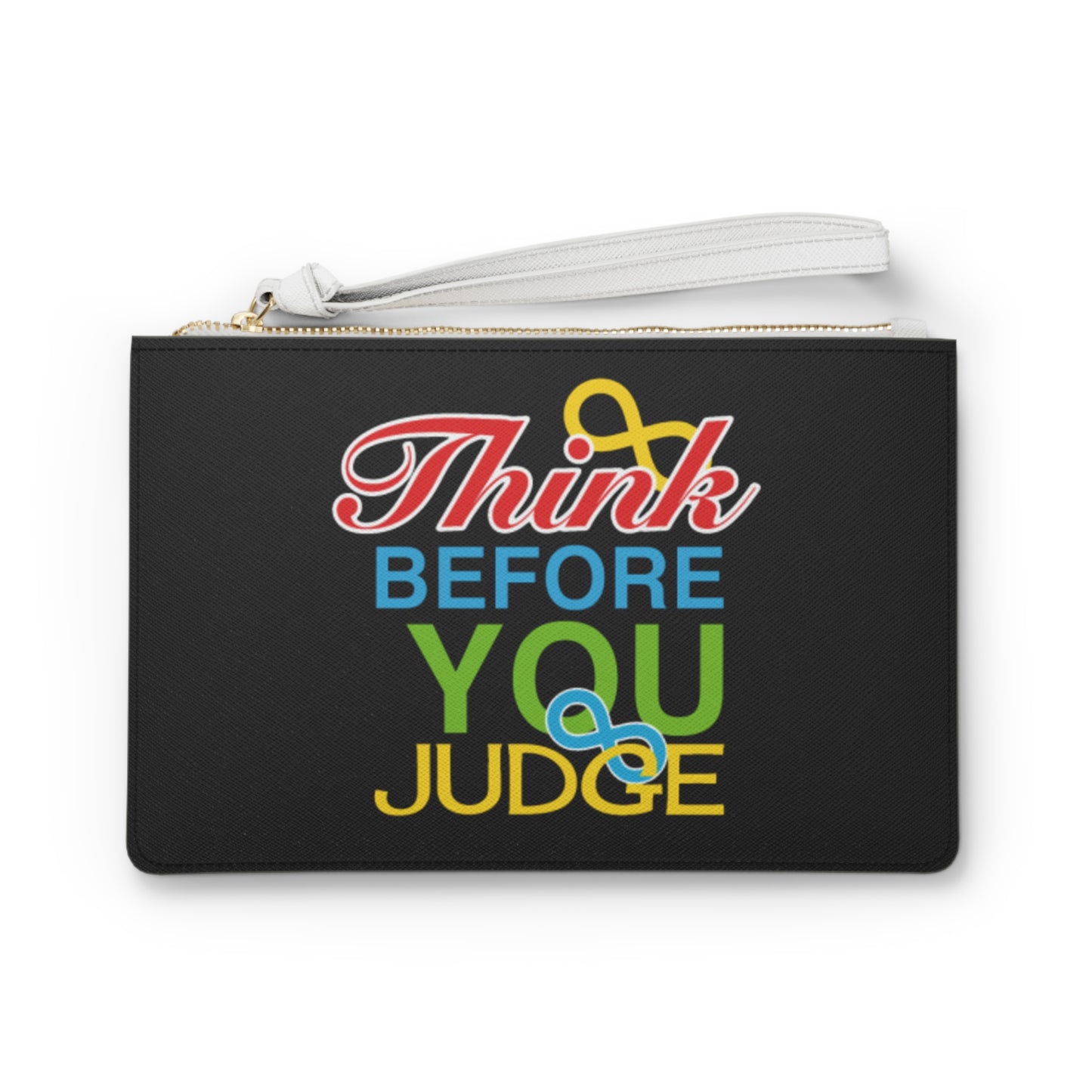 Think Before You Judge Black Clutch Bag