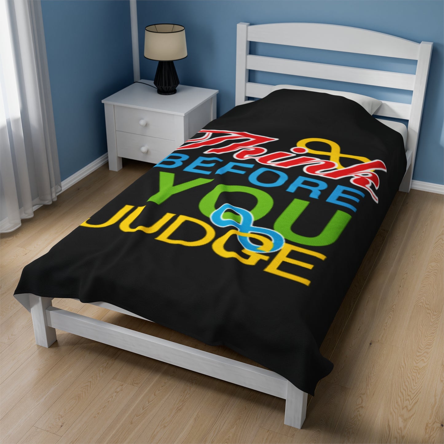 Think Before You Judge  Velveteen Plush Blanket