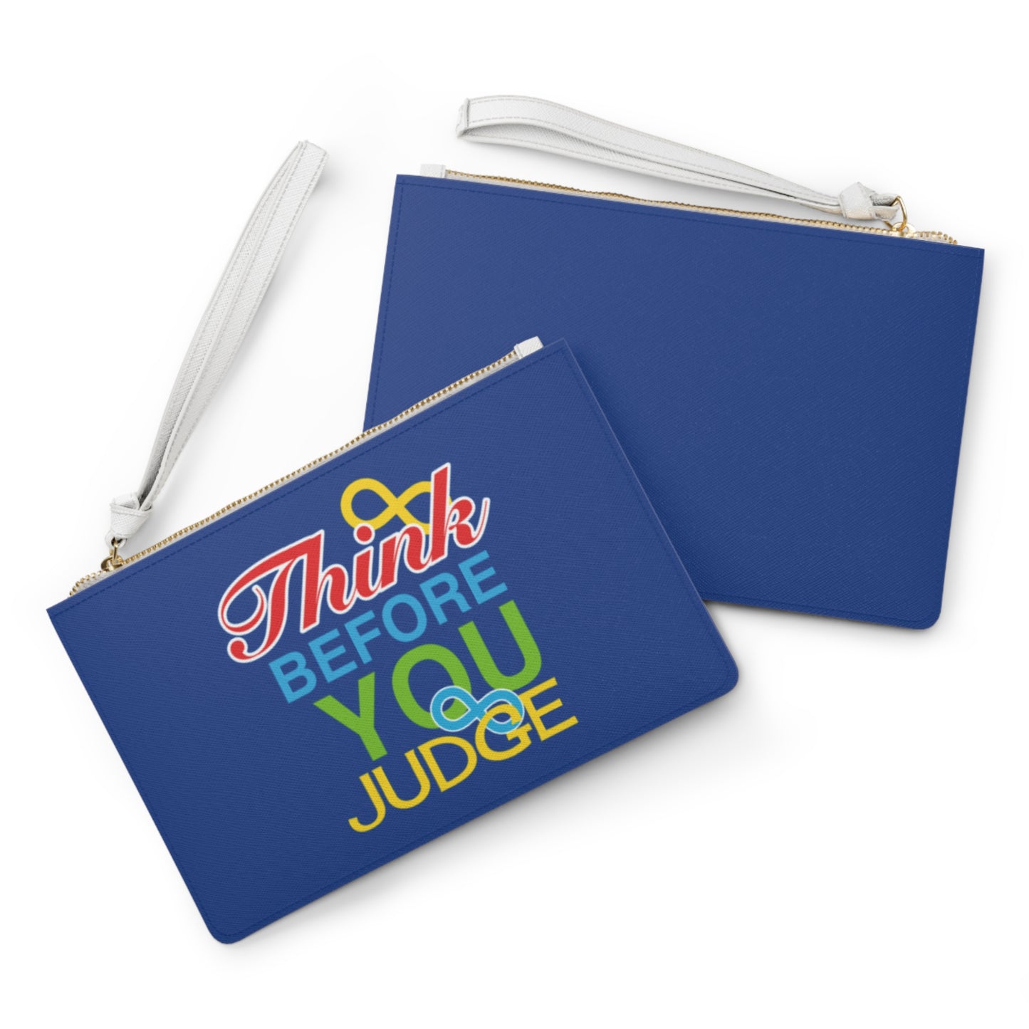 Think Before You Judge Blue Clutch Bag