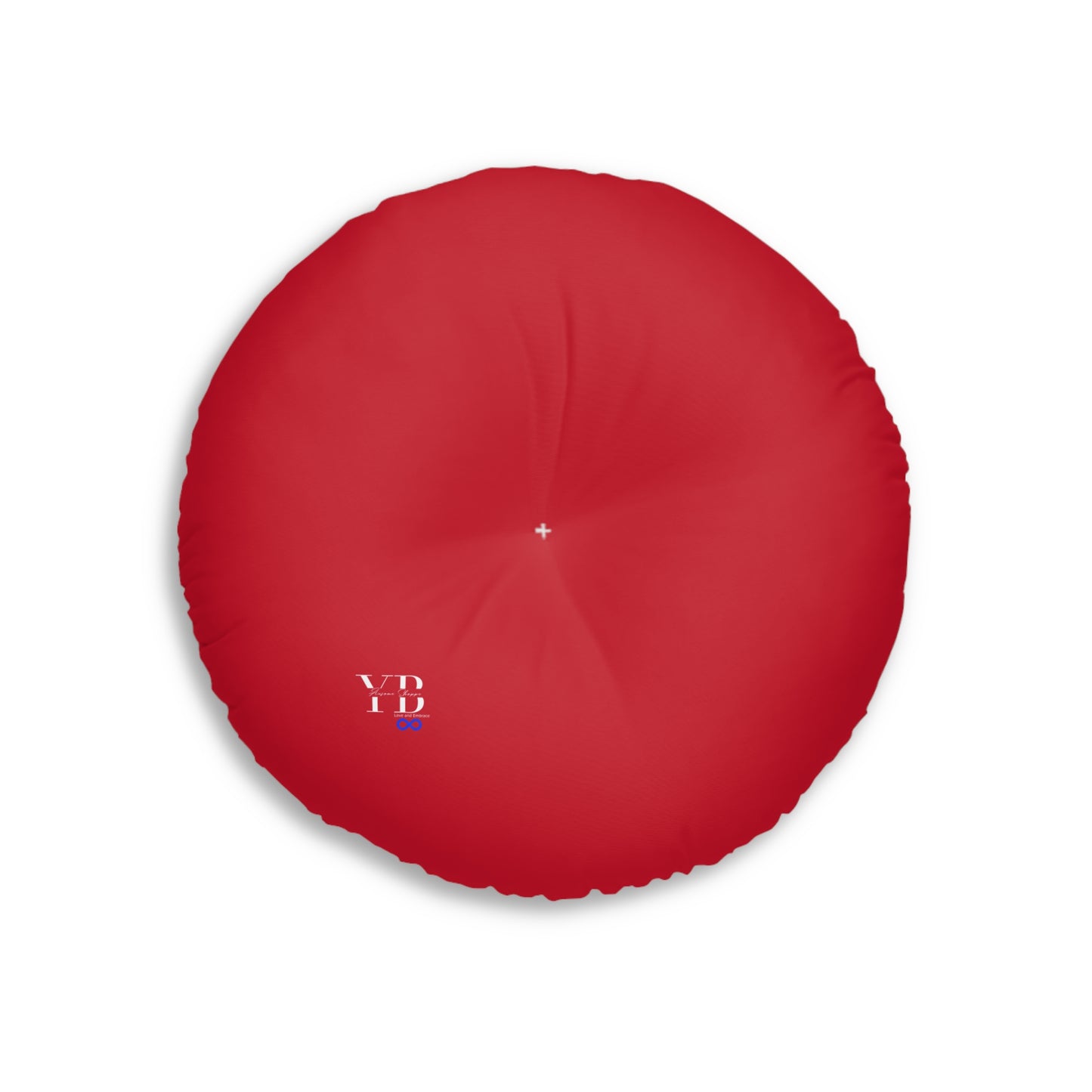 Réfléchissez avant de juger Coussin de sol touffeté rouge, rond