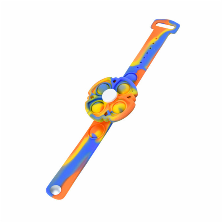 Reloj giratorio azul y naranja